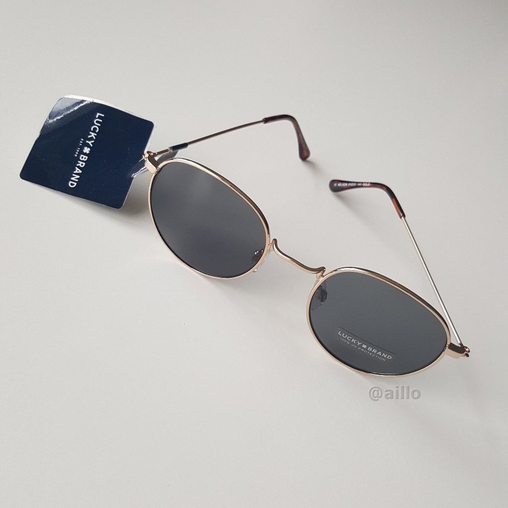 Lucky 🍀 Brand NELSON GOLD Wire Round Sunglasses - Picture 3 of 9